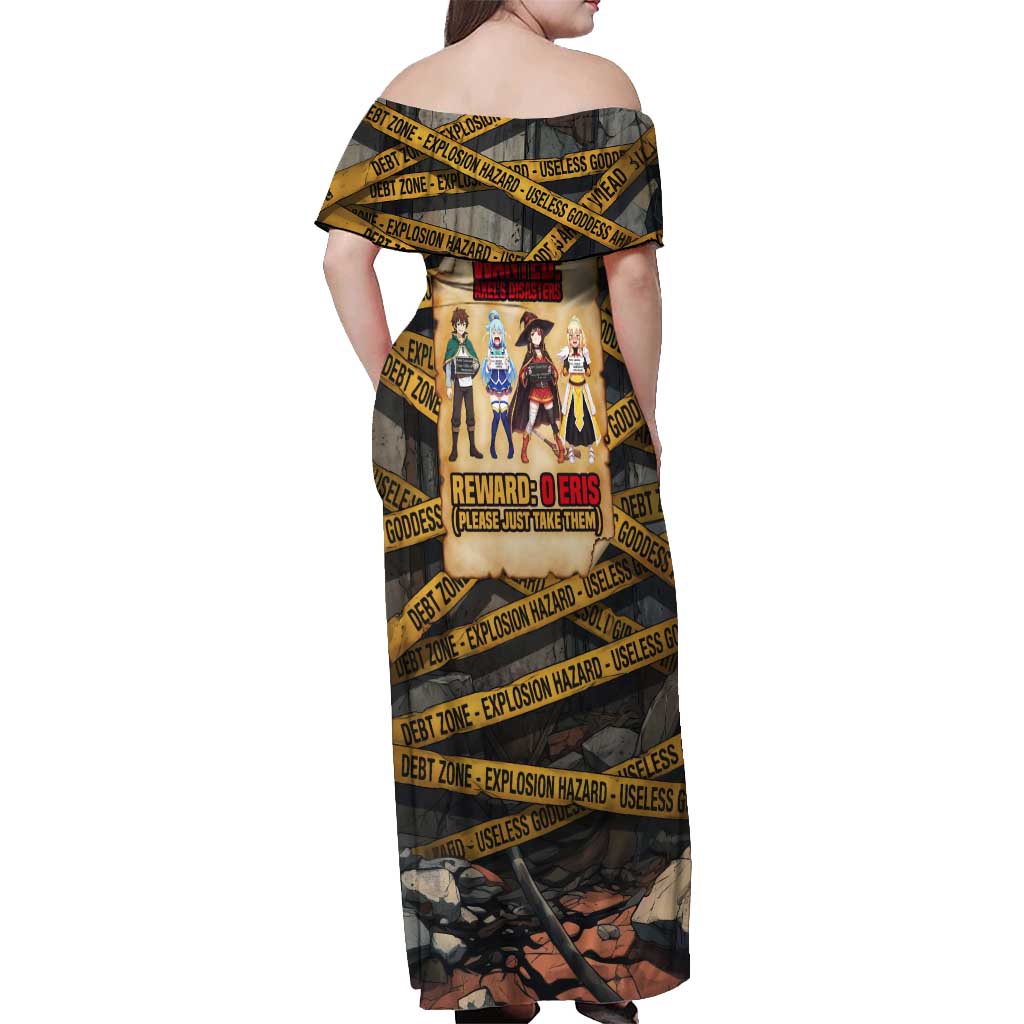 Axel’s Disasters Case File Off Shoulder Maxi Dress Comic Poster Parody Style