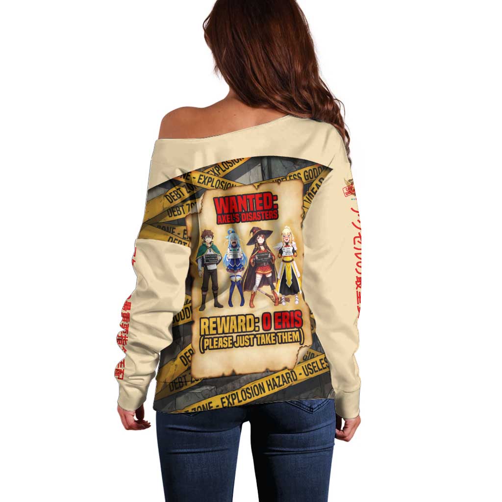 Axel’s Disasters Case File Off Shoulder Sweater Comic Poster Parody Style