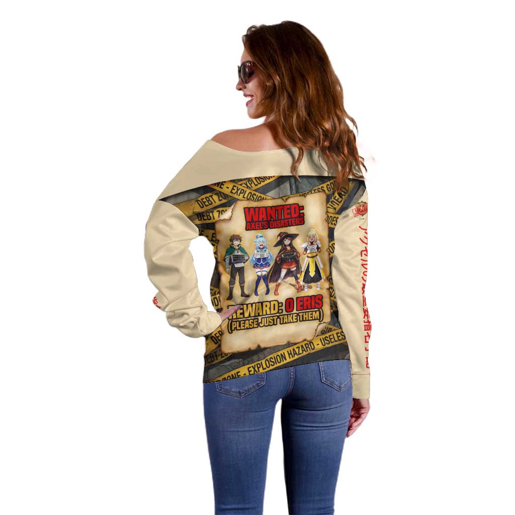 Axel’s Disasters Case File Off Shoulder Sweater Comic Poster Parody Style
