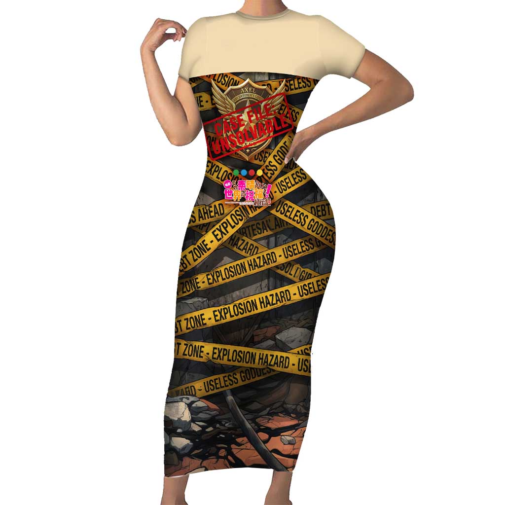 Axel’s Disasters Case File Short Sleeve Bodycon Dress Comic Poster Parody Style