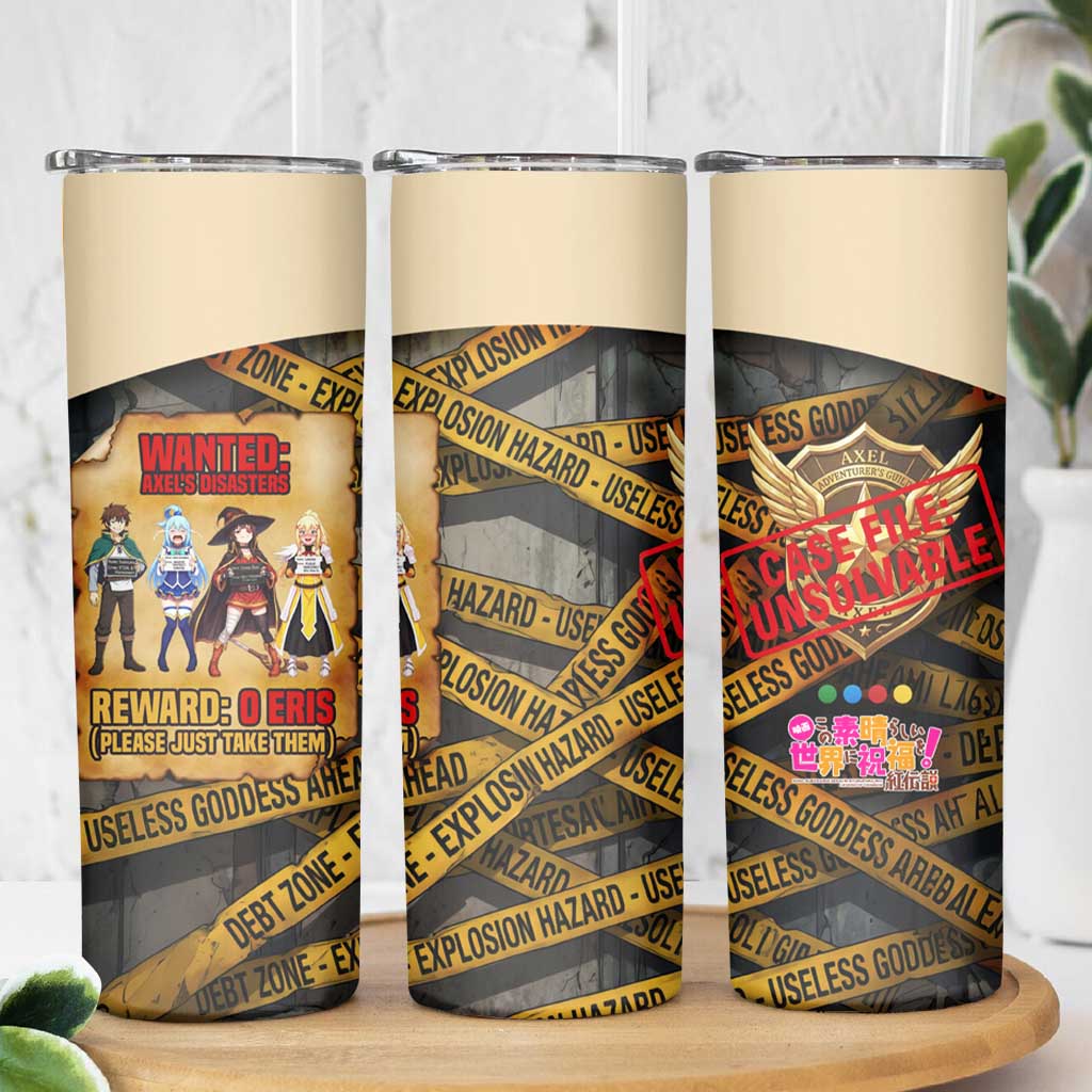 Axel’s Disasters Case File Skinny Tumbler Comic Poster Parody Style