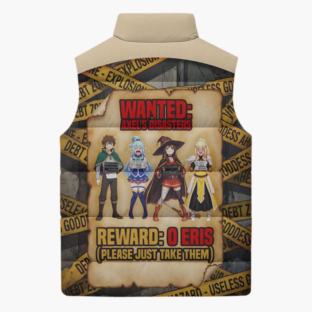 Axel’s Disasters Case File Sleeveless Puffer Jacket Comic Poster Parody Style