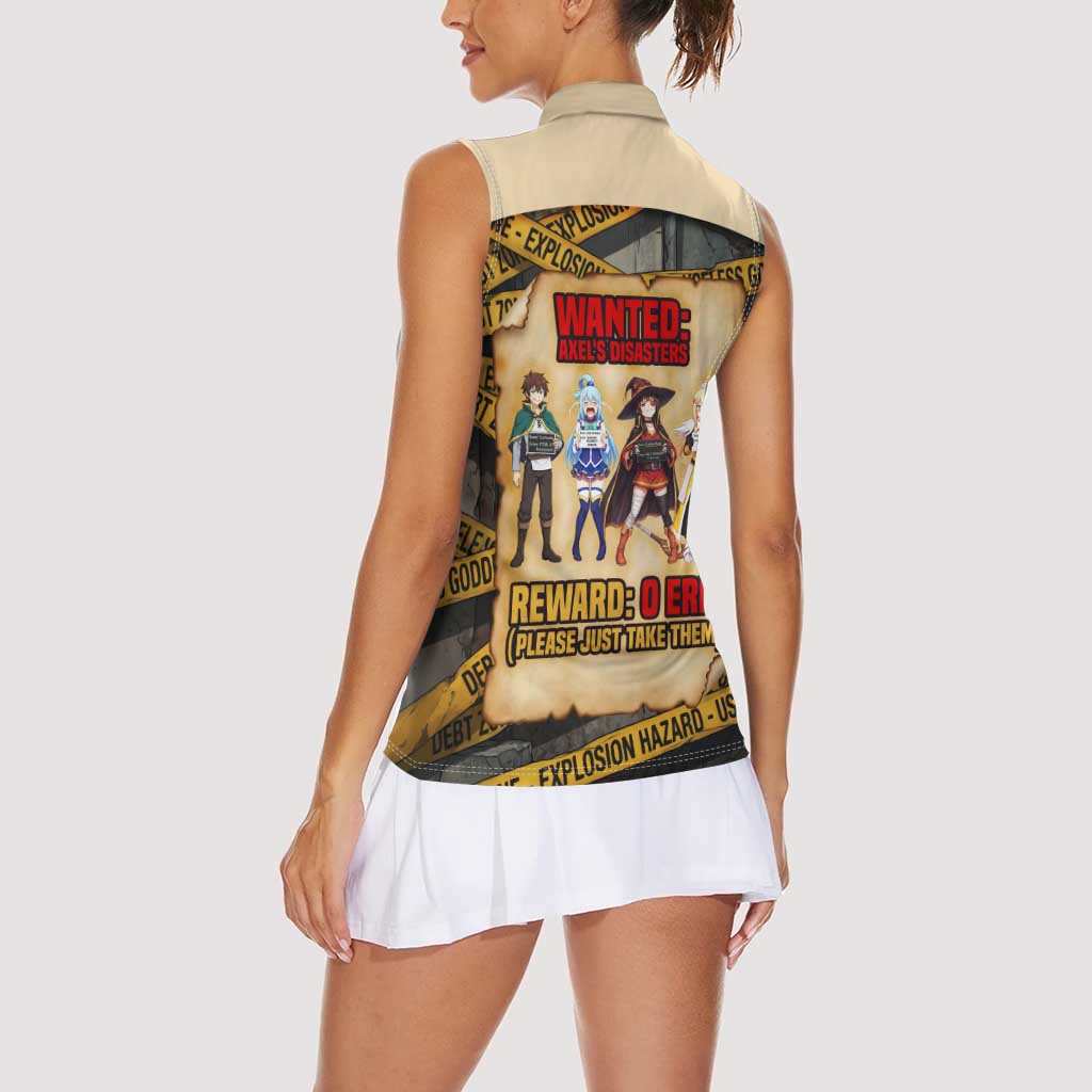 Axel’s Disasters Case File Women Sleeveless Polo Shirt Comic Poster Parody Style