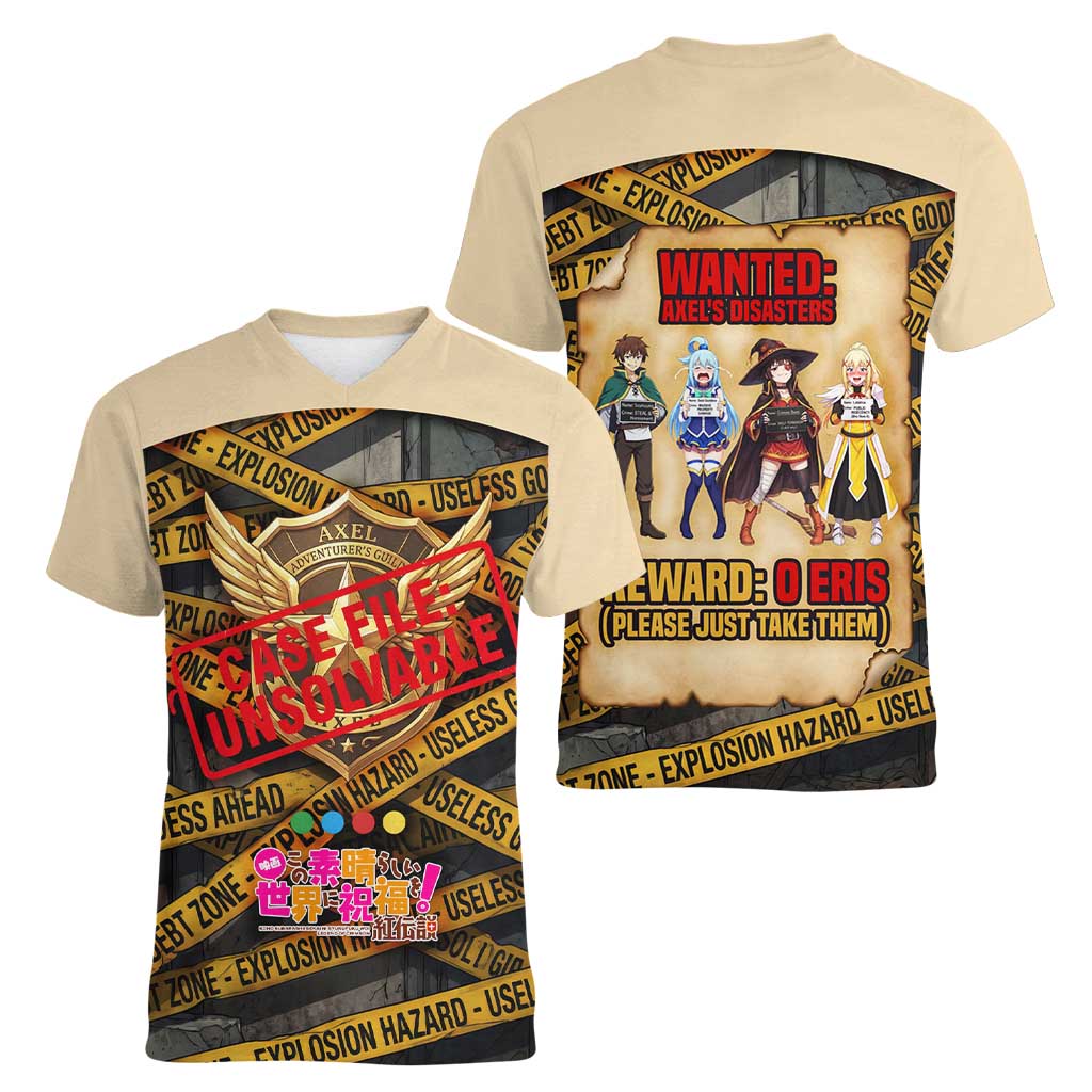 Axel’s Disasters Case File Women V-Neck T-Shirt Comic Poster Parody Style