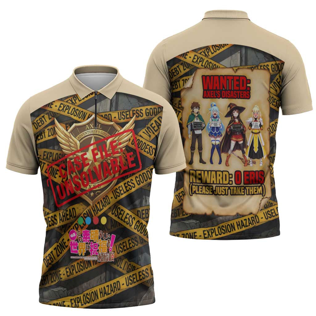 Axel’s Disasters Case File Zipper Polo Shirt Comic Poster Parody Style