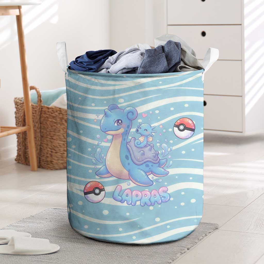 Lapras Laundry Basket Pastel Ocean Waves Kawaii Art