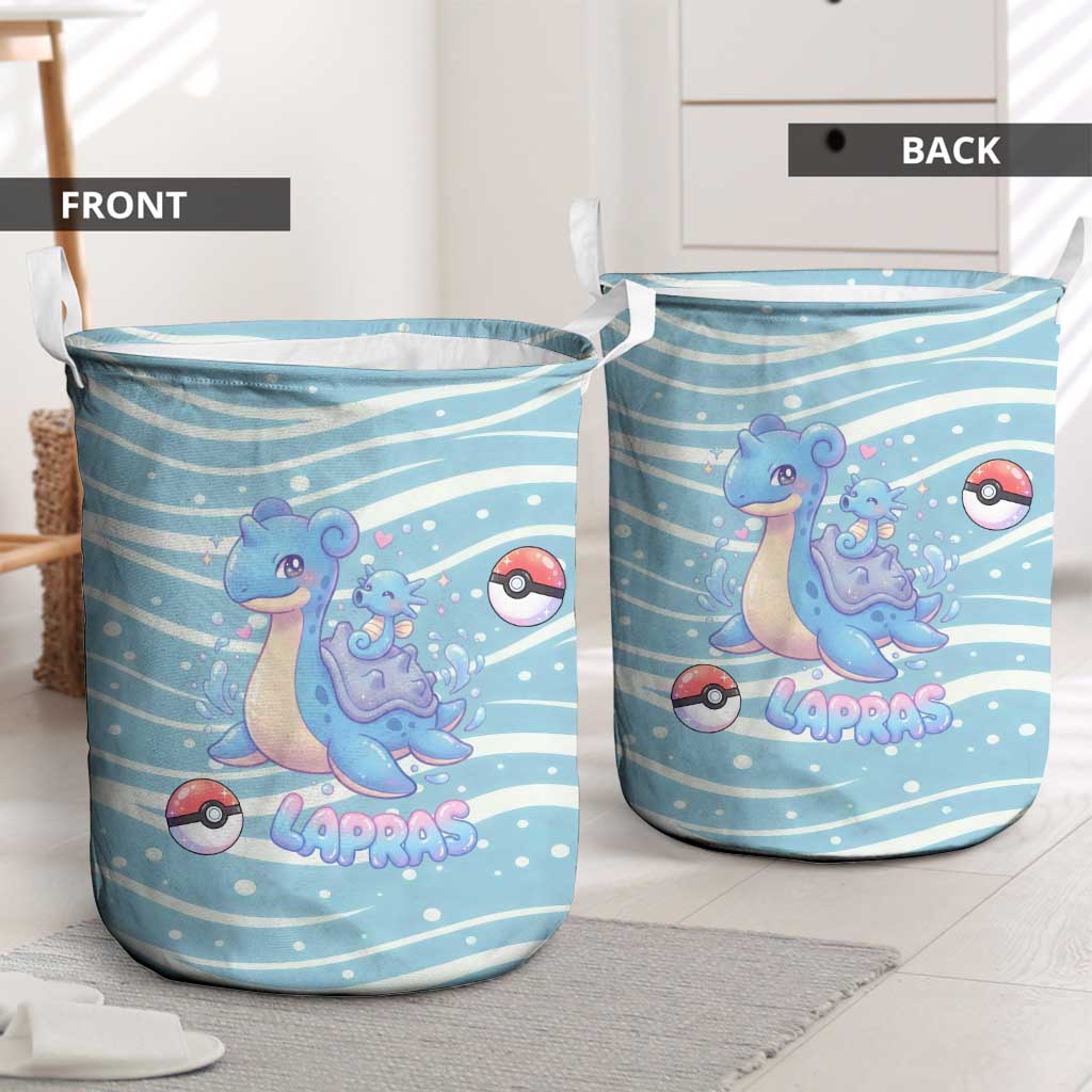 Lapras Laundry Basket Pastel Ocean Waves Kawaii Art