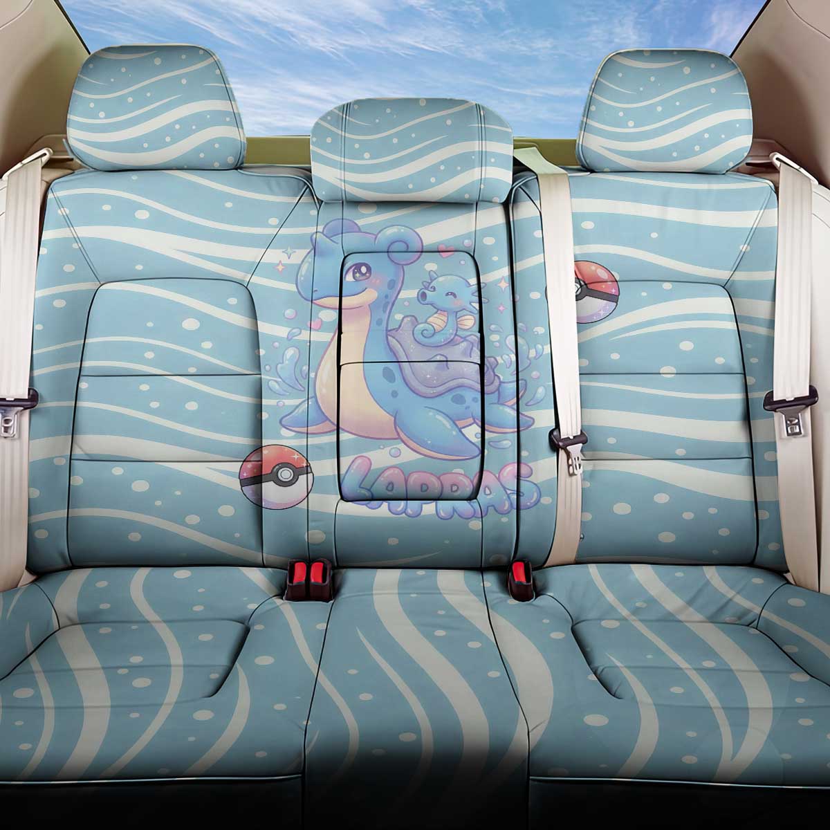 Lapras Back Car Seat Cover Pastel Ocean Waves Kawaii Art