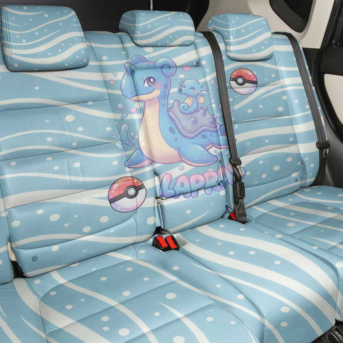 Lapras Back Car Seat Cover Pastel Ocean Waves Kawaii Art