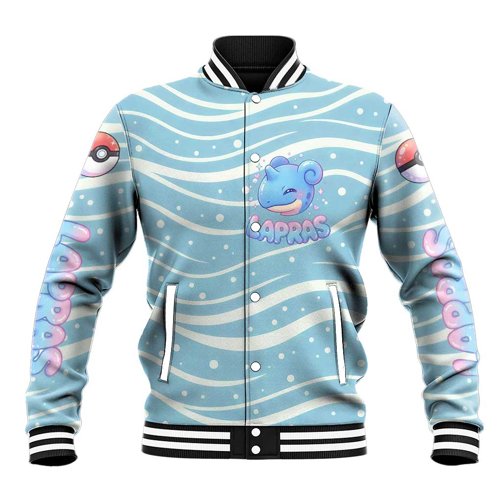 Lapras Baseball Jacket Pastel Ocean Waves Kawaii Art