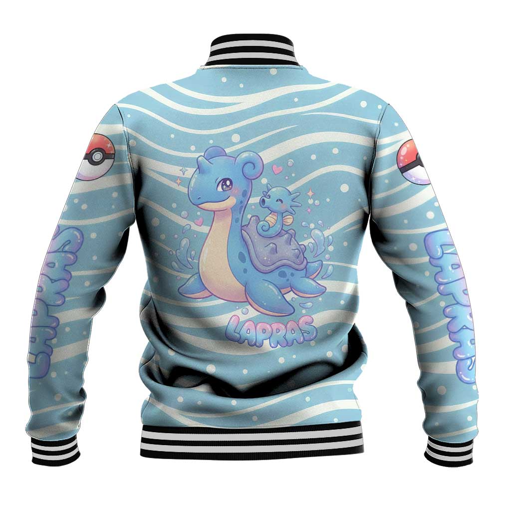 Lapras Baseball Jacket Pastel Ocean Waves Kawaii Art