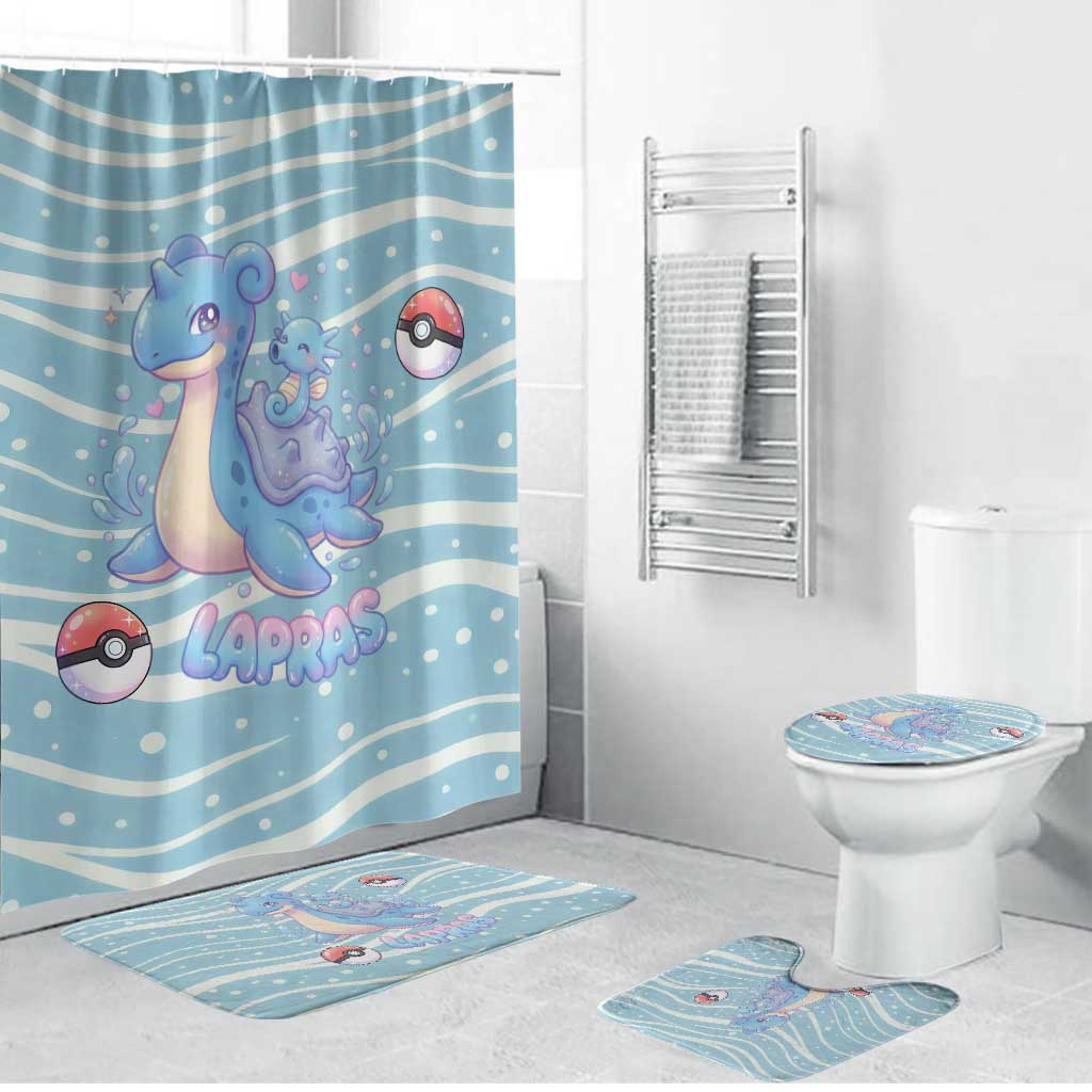 Lapras Bathroom Set Pastel Ocean Waves Kawaii Art