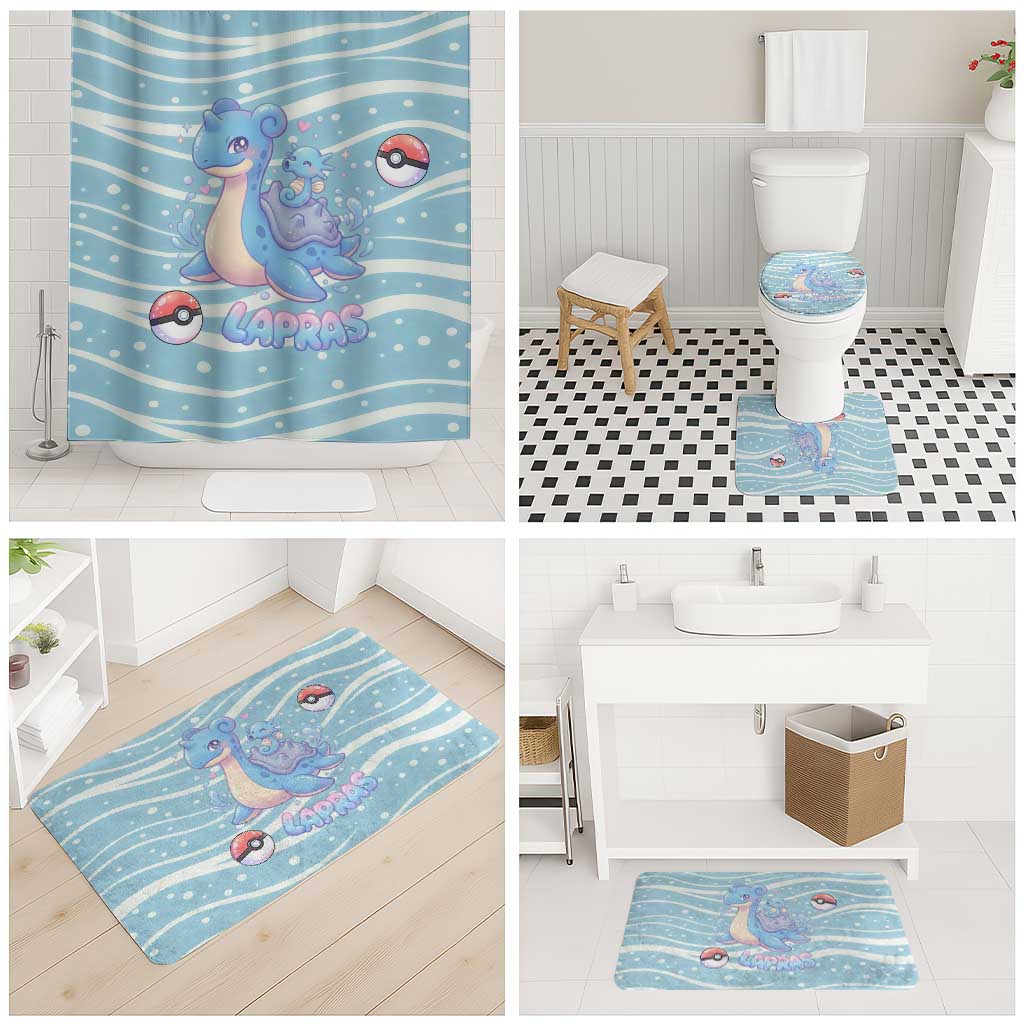 Lapras Bathroom Set Pastel Ocean Waves Kawaii Art