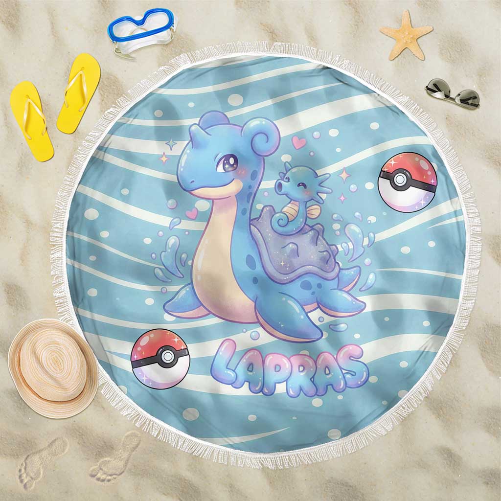 Lapras Beach Blanket Pastel Ocean Waves Kawaii Art