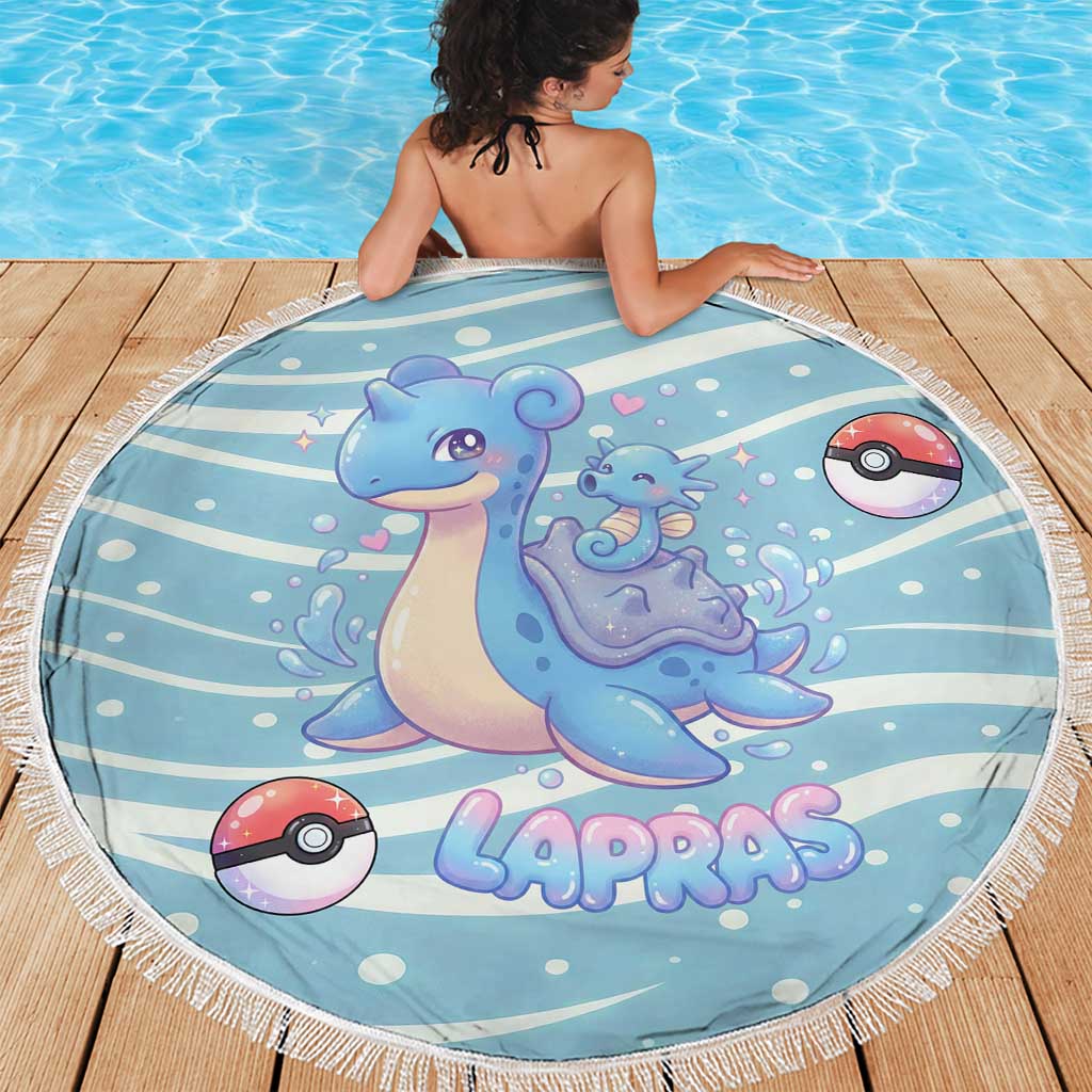 Lapras Beach Blanket Pastel Ocean Waves Kawaii Art