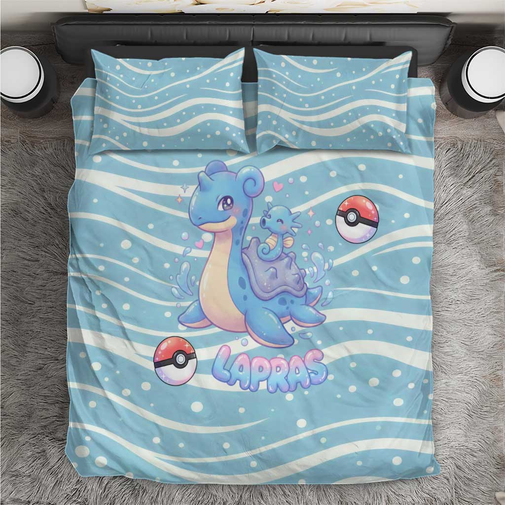 Lapras Bedding Set Pastel Ocean Waves Kawaii Art