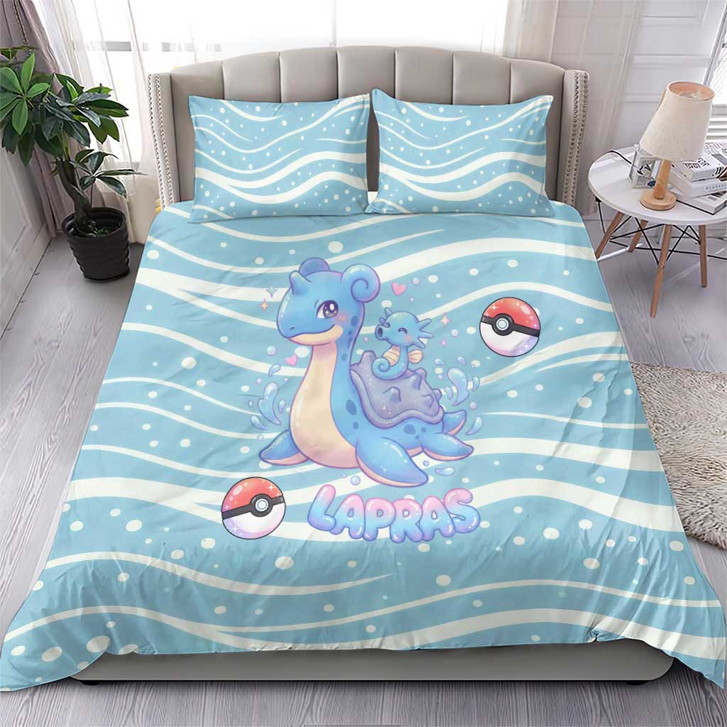 Lapras Bedding Set Pastel Ocean Waves Kawaii Art
