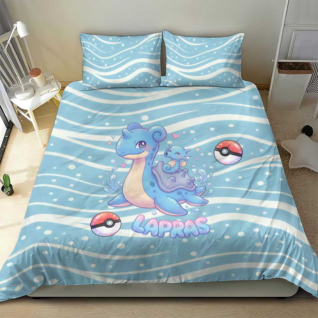 Lapras Bedding Set Pastel Ocean Waves Kawaii Art