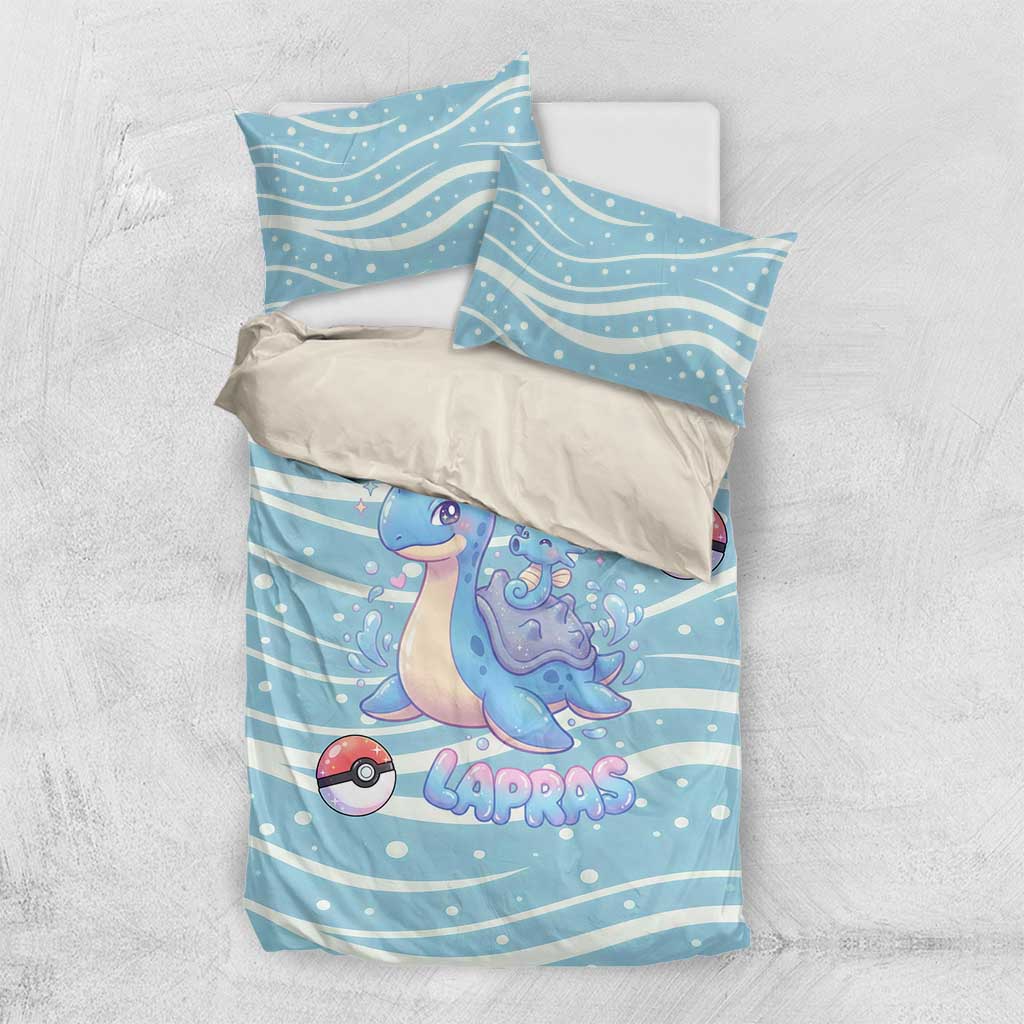 Lapras Bedding Set Pastel Ocean Waves Kawaii Art