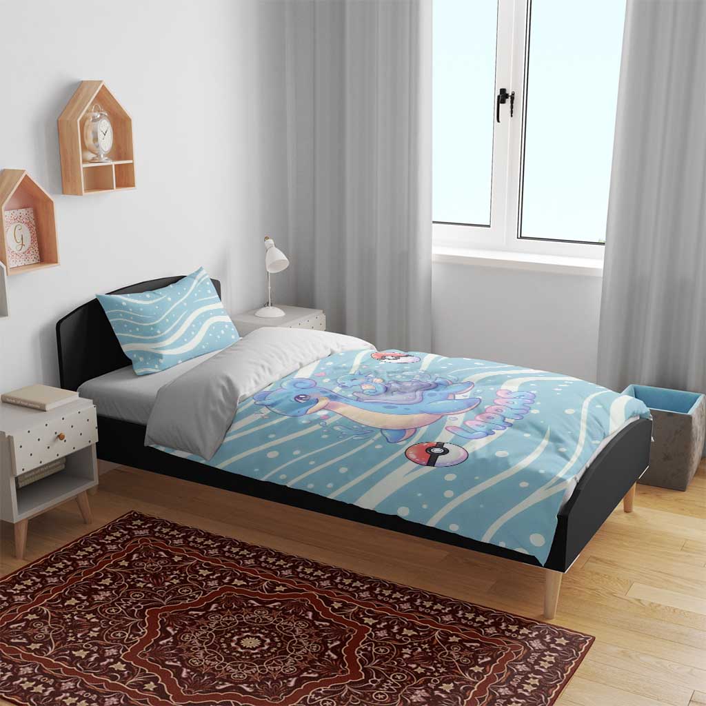 Lapras Bedding Set Pastel Ocean Waves Kawaii Art