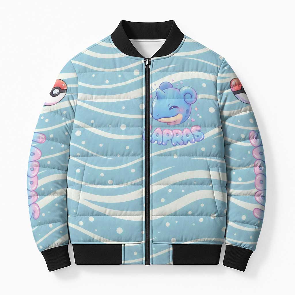 Lapras Bomber Puffer Jacket Pastel Ocean Waves Kawaii Art