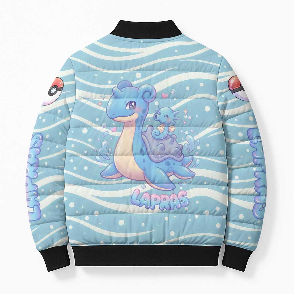 Lapras Bomber Puffer Jacket Pastel Ocean Waves Kawaii Art