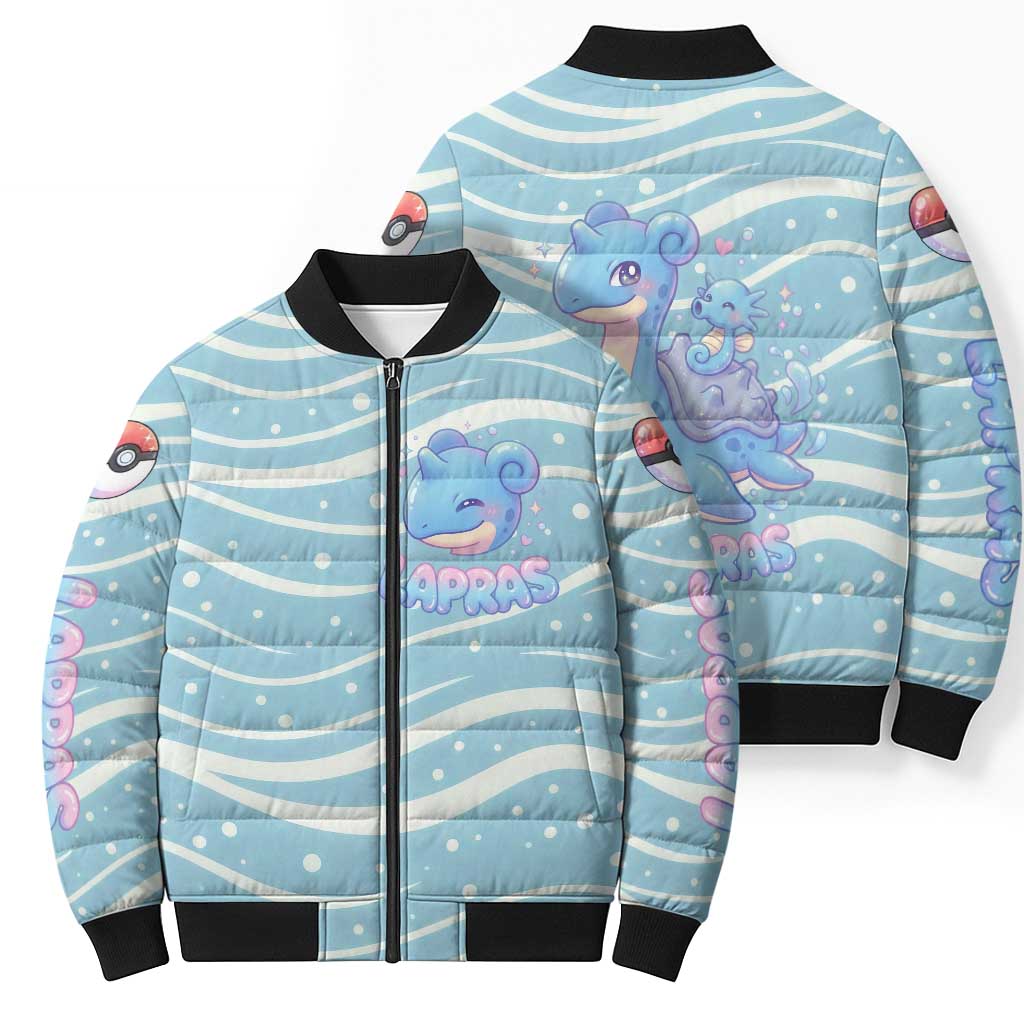 Lapras Bomber Puffer Jacket Pastel Ocean Waves Kawaii Art