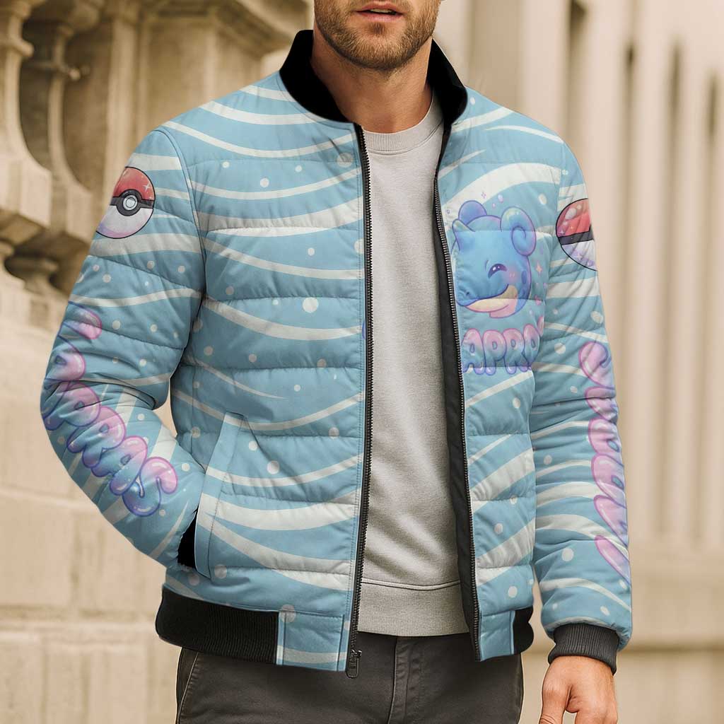 Lapras Bomber Puffer Jacket Pastel Ocean Waves Kawaii Art