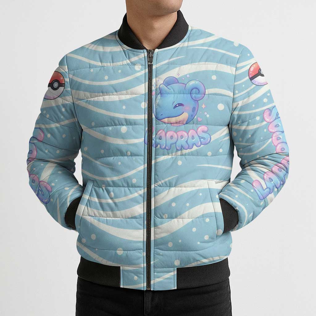 Lapras Bomber Puffer Jacket Pastel Ocean Waves Kawaii Art