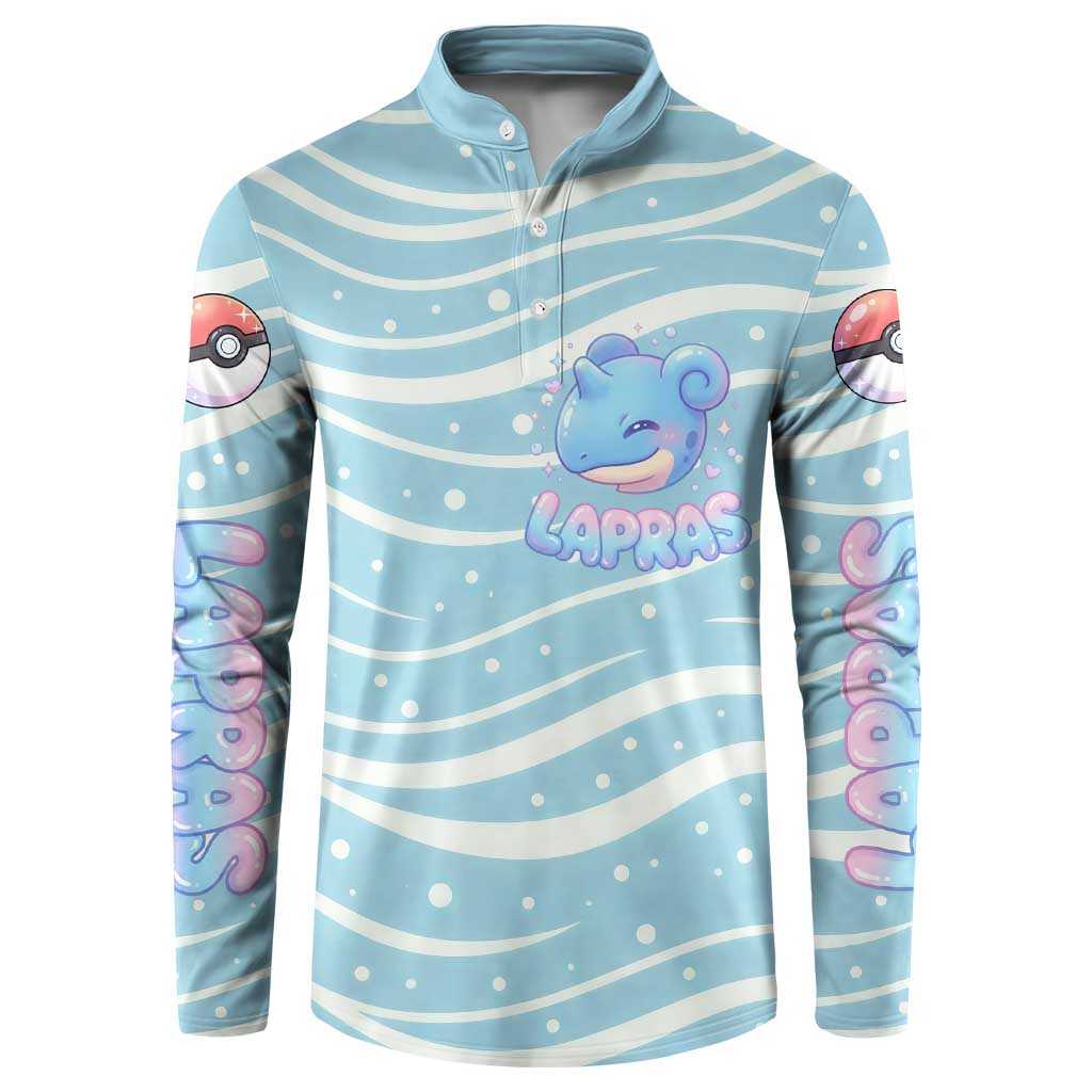 Lapras Button Sweatshirt Pastel Ocean Waves Kawaii Art