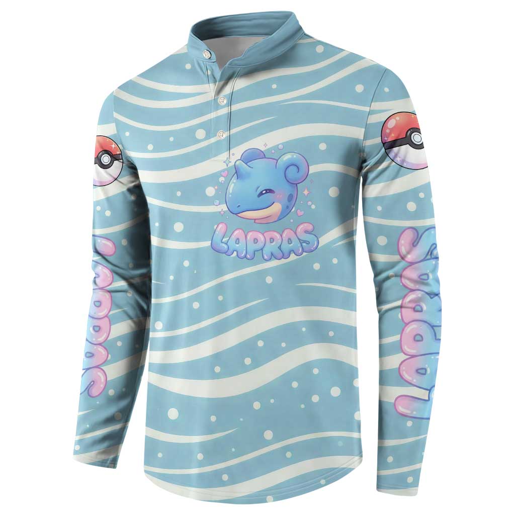 Lapras Button Sweatshirt Pastel Ocean Waves Kawaii Art