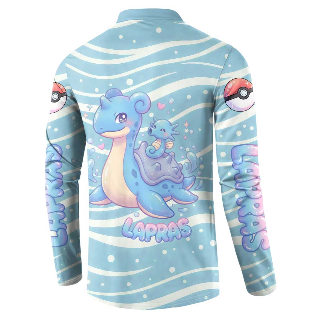 Lapras Button Sweatshirt Pastel Ocean Waves Kawaii Art