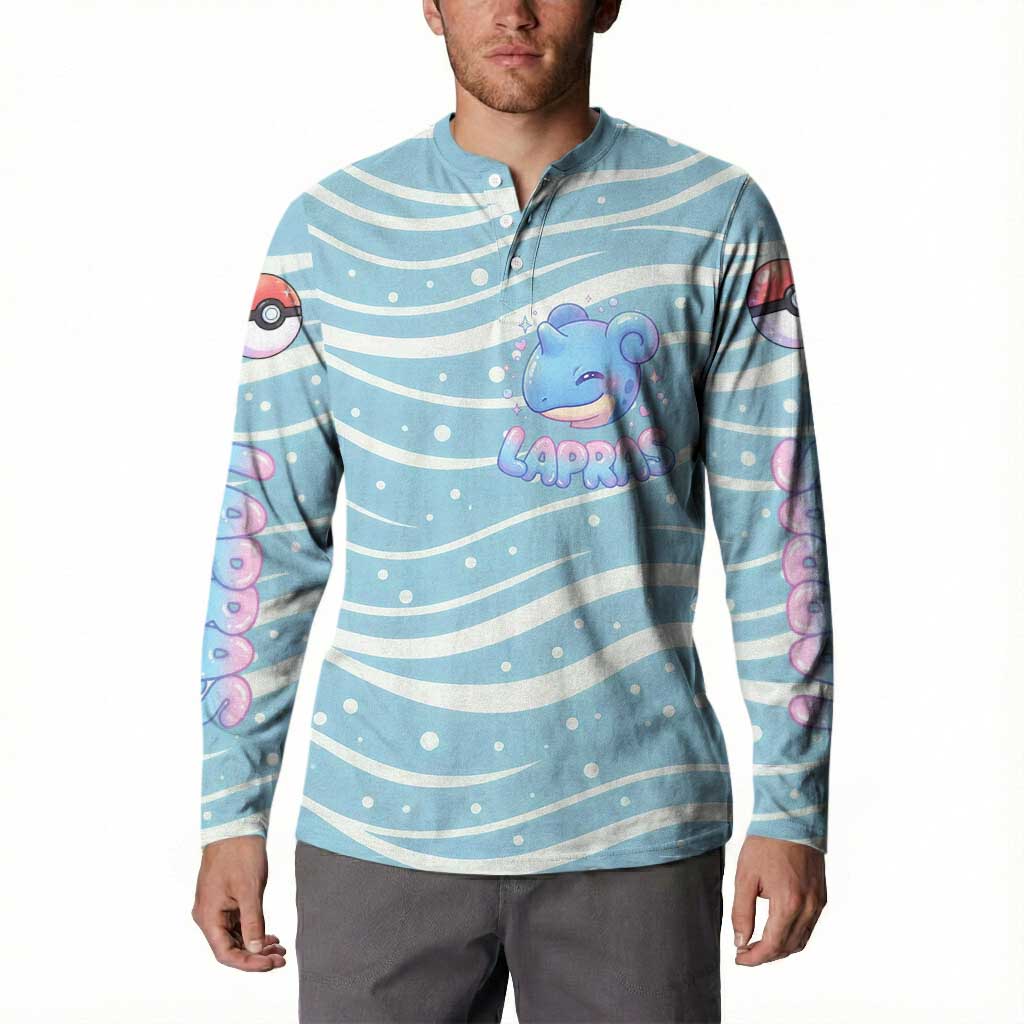 Lapras Button Sweatshirt Pastel Ocean Waves Kawaii Art
