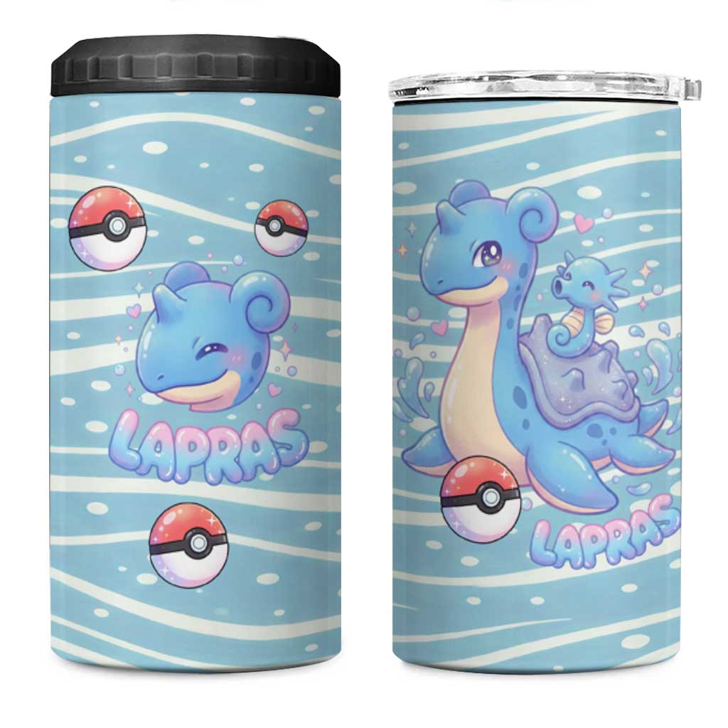 Lapras 4 in 1 Can Cooler Tumbler Pastel Ocean Waves Kawaii Art