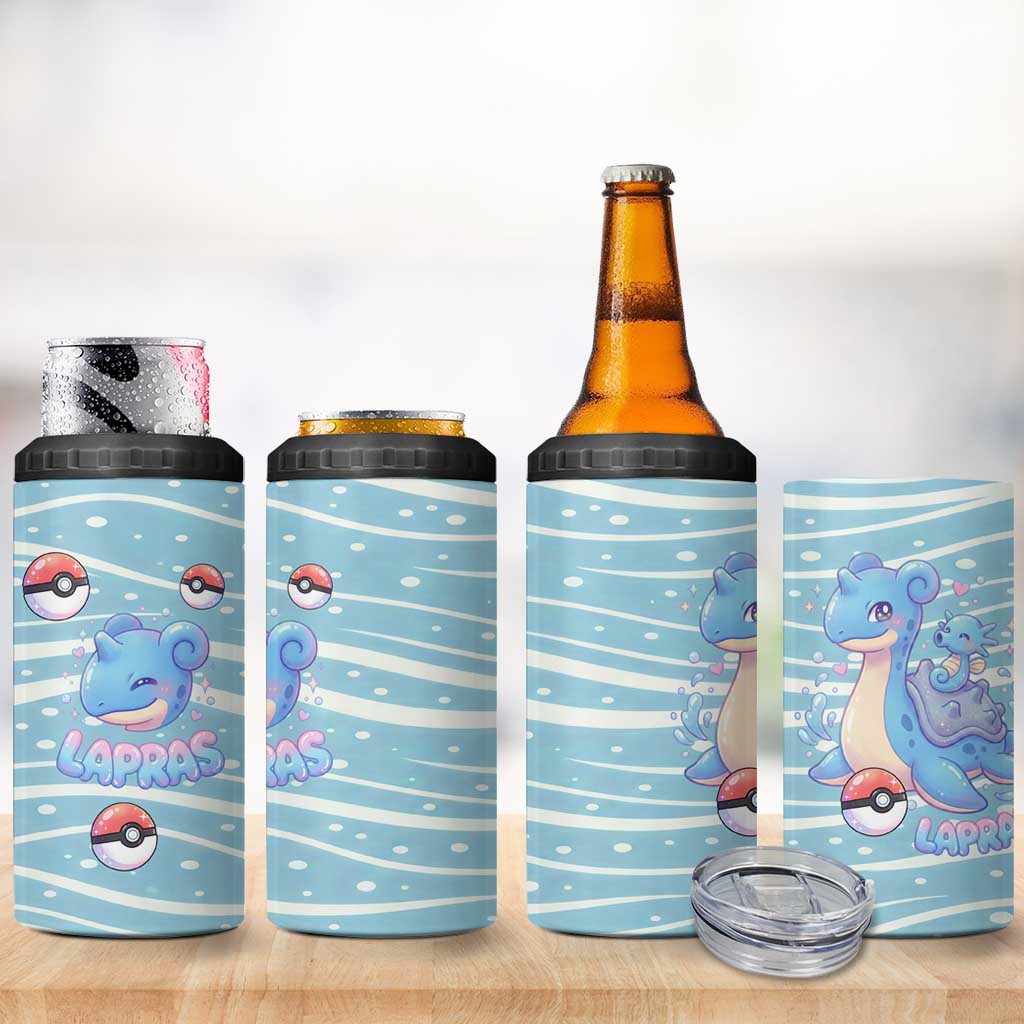 Lapras 4 in 1 Can Cooler Tumbler Pastel Ocean Waves Kawaii Art