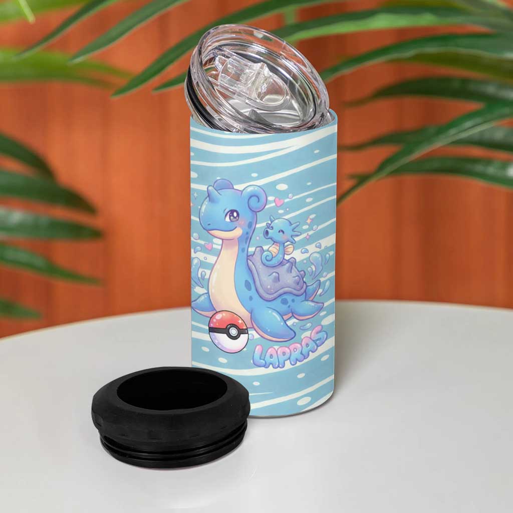 Lapras 4 in 1 Can Cooler Tumbler Pastel Ocean Waves Kawaii Art