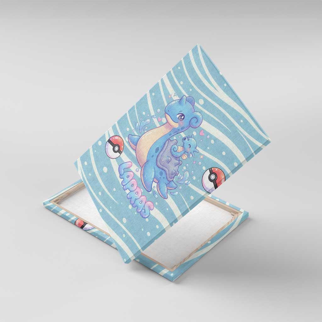Lapras Canvas Wall Art Pastel Ocean Waves Kawaii Art