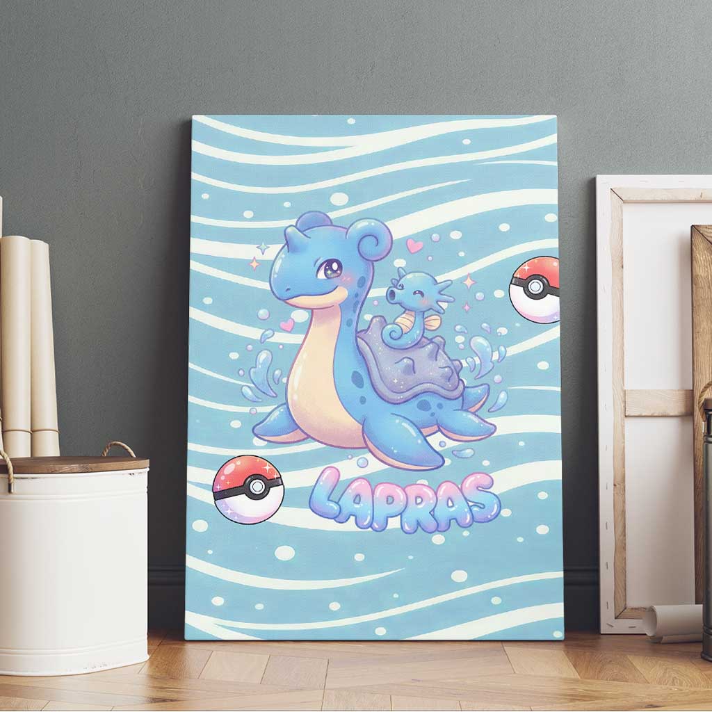 Lapras Canvas Wall Art Pastel Ocean Waves Kawaii Art
