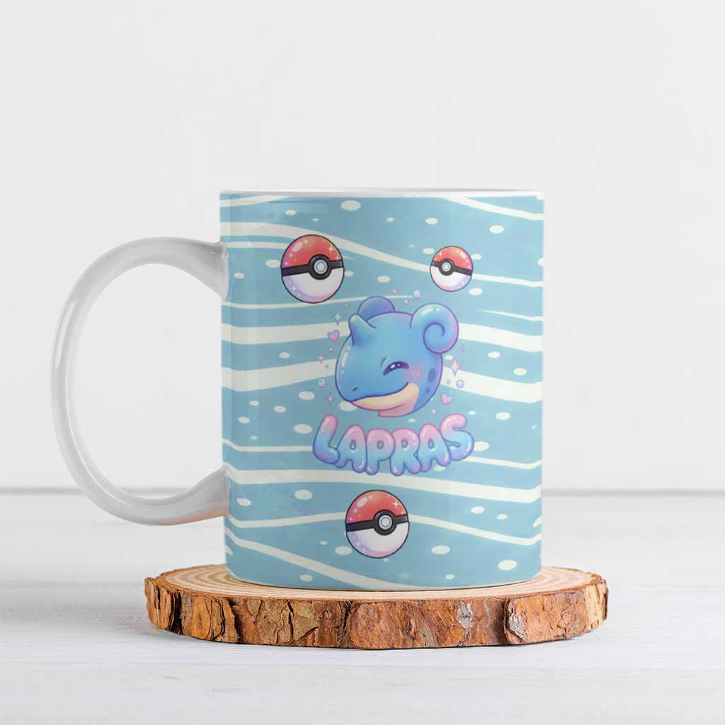 Lapras Ceramic Mug Pastel Ocean Waves Kawaii Art
