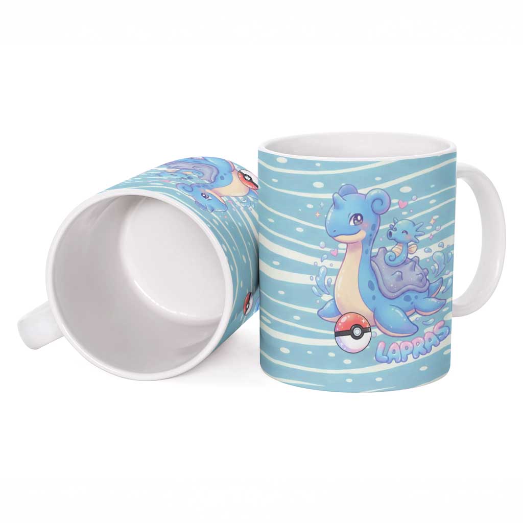 Lapras Ceramic Mug Pastel Ocean Waves Kawaii Art