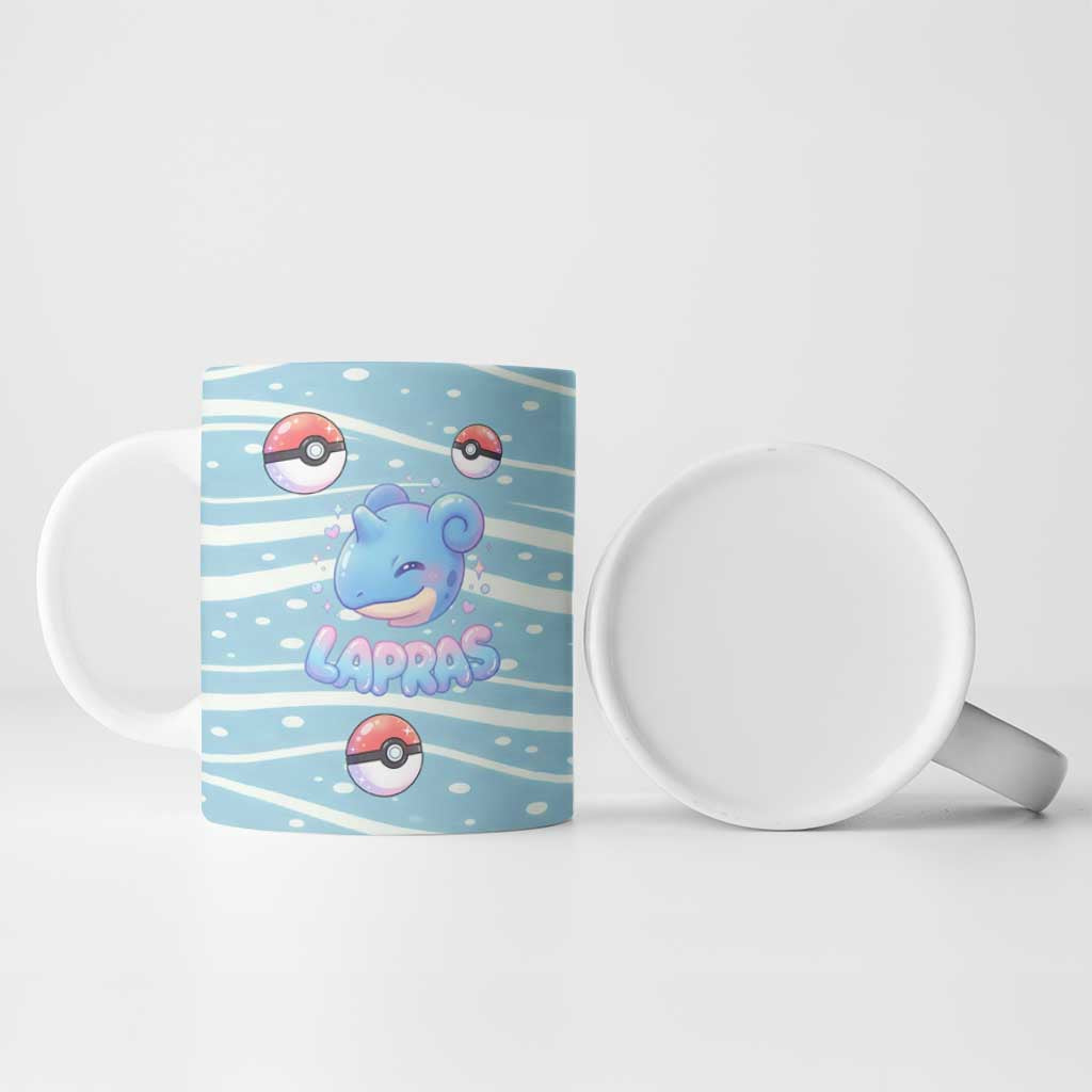 Lapras Ceramic Mug Pastel Ocean Waves Kawaii Art