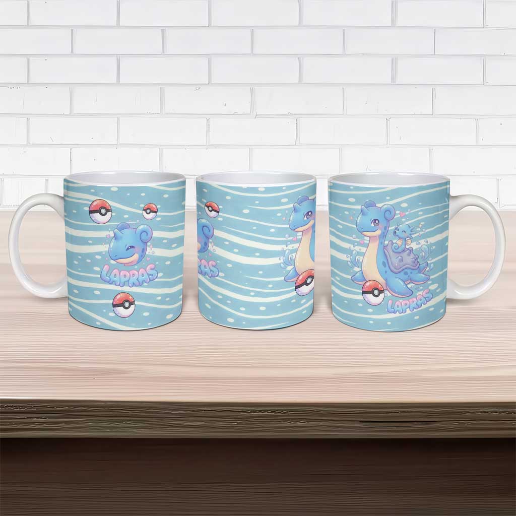 Lapras Ceramic Mug Pastel Ocean Waves Kawaii Art