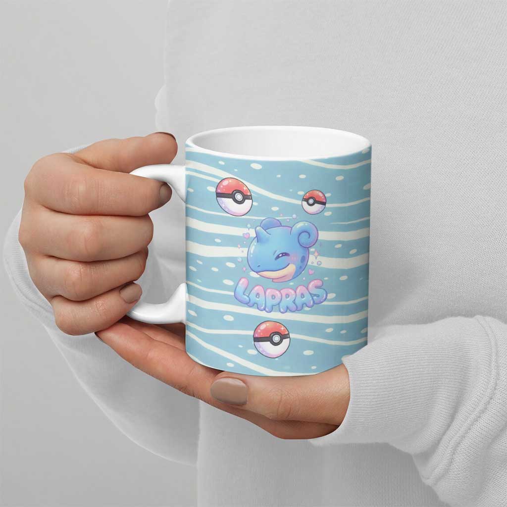 Lapras Ceramic Mug Pastel Ocean Waves Kawaii Art