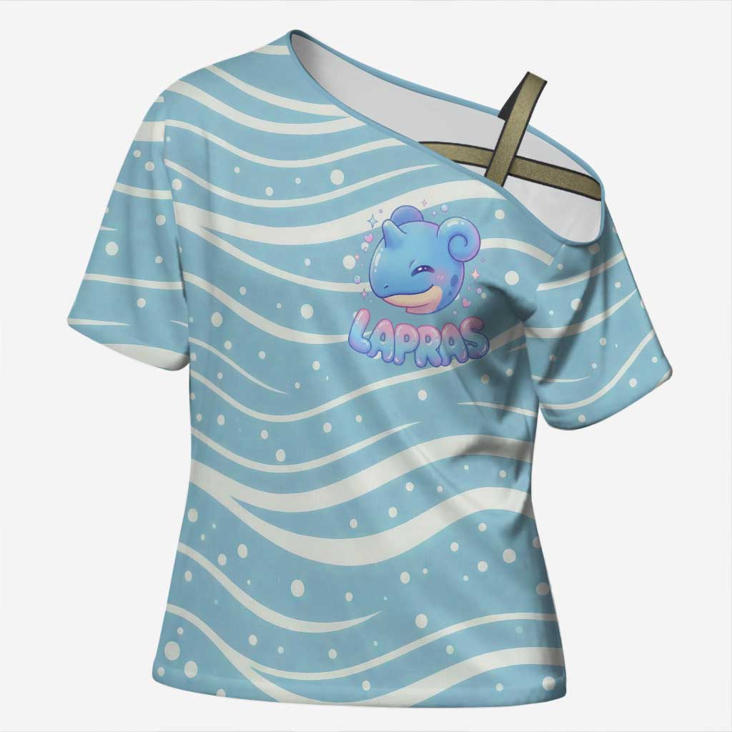 Lapras Cross Shoulder Shirt Pastel Ocean Waves Kawaii Art