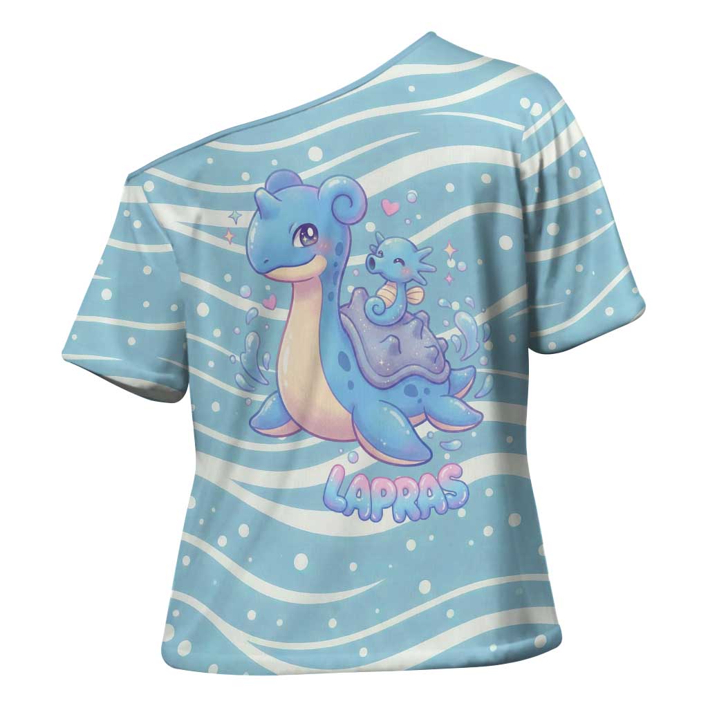 Lapras Cross Shoulder Shirt Pastel Ocean Waves Kawaii Art