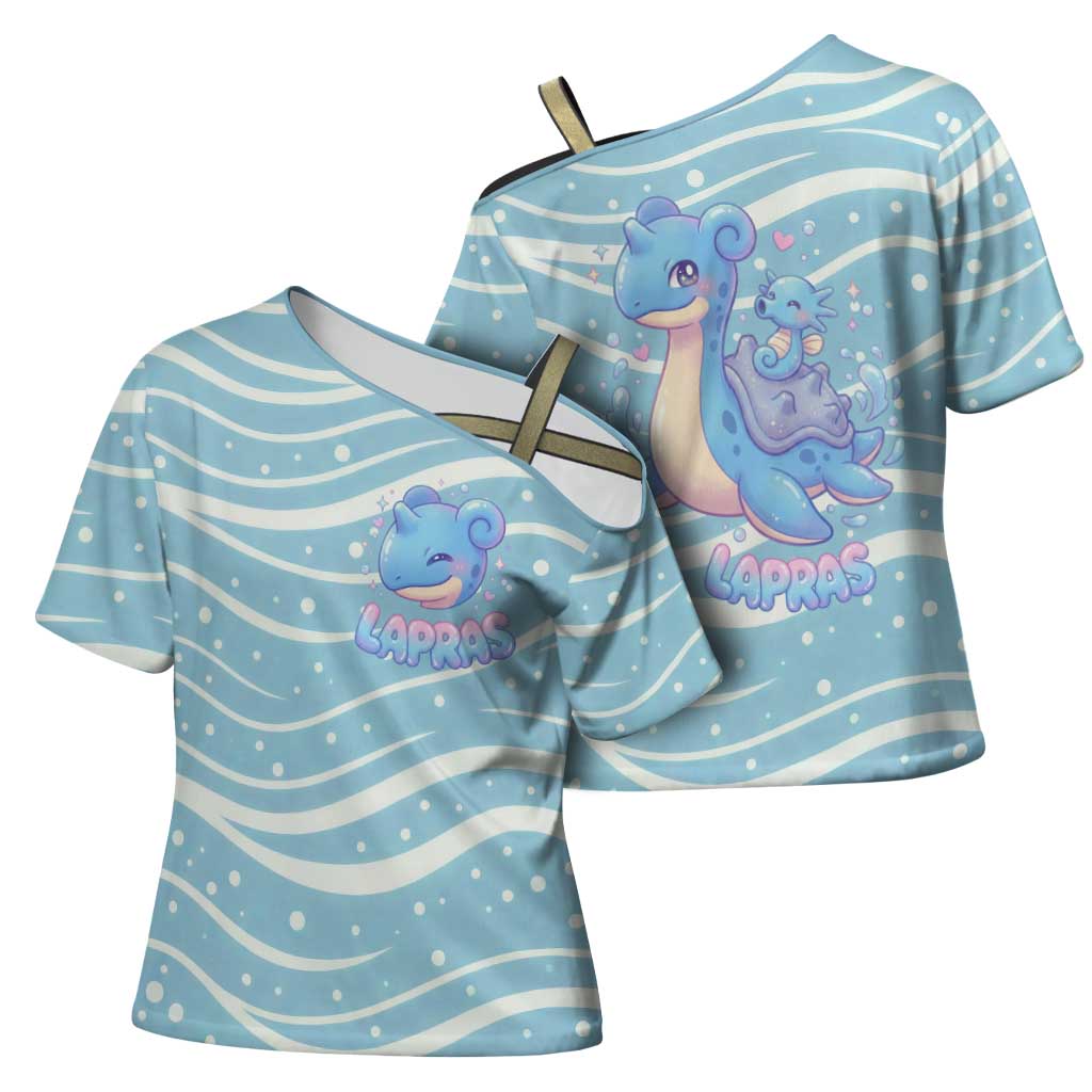 Lapras Cross Shoulder Shirt Pastel Ocean Waves Kawaii Art