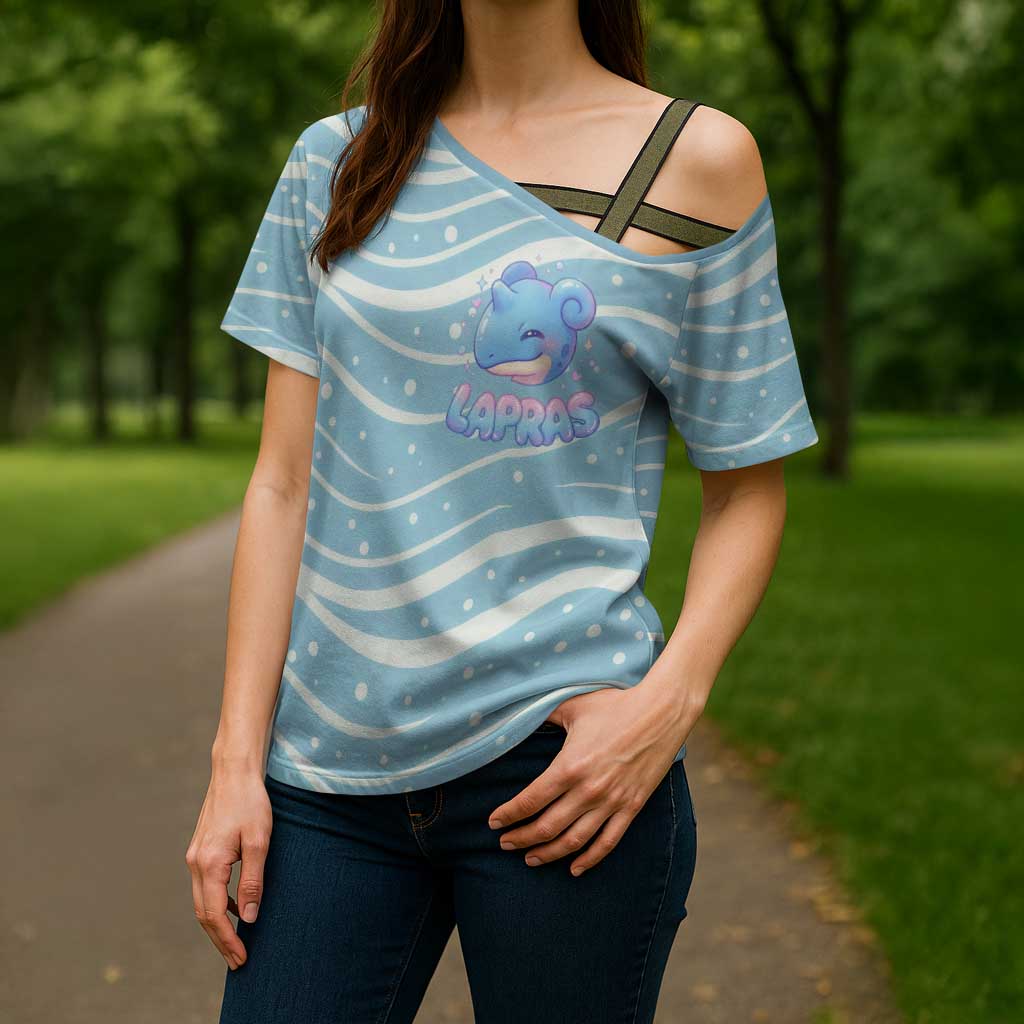 Lapras Cross Shoulder Shirt Pastel Ocean Waves Kawaii Art