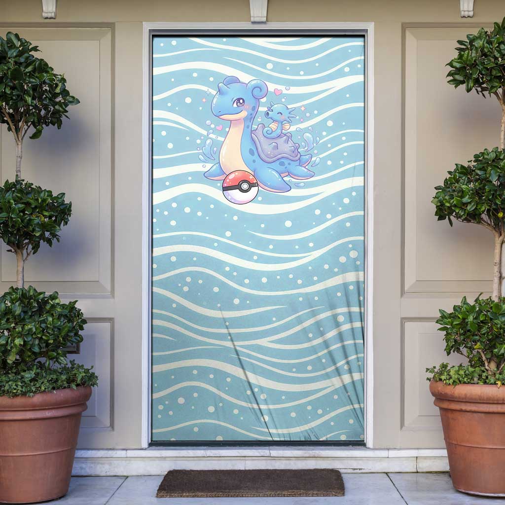 Lapras Door Cover Pastel Ocean Waves Kawaii Art