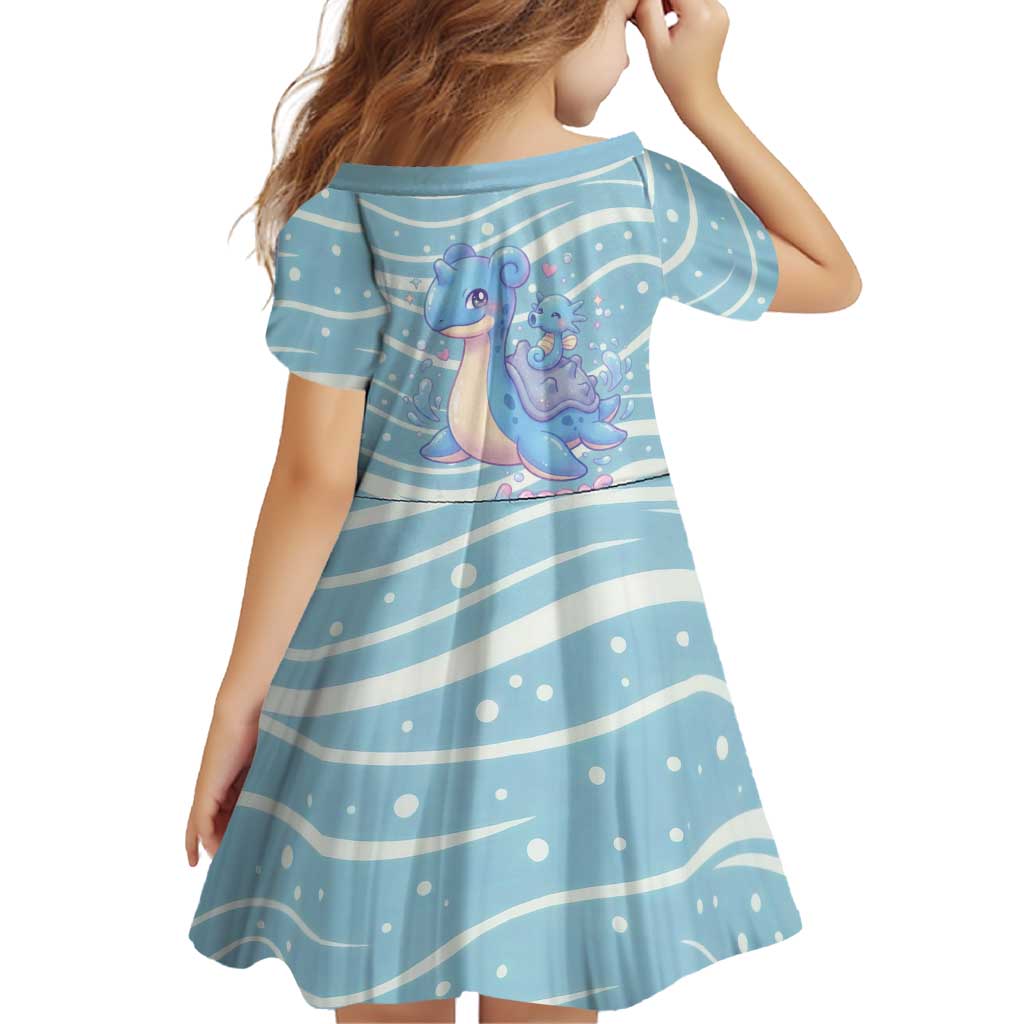 Lapras Family Matching Mermaid Dress and Hawaiian Shirt Pastel Ocean Waves Kawaii Art