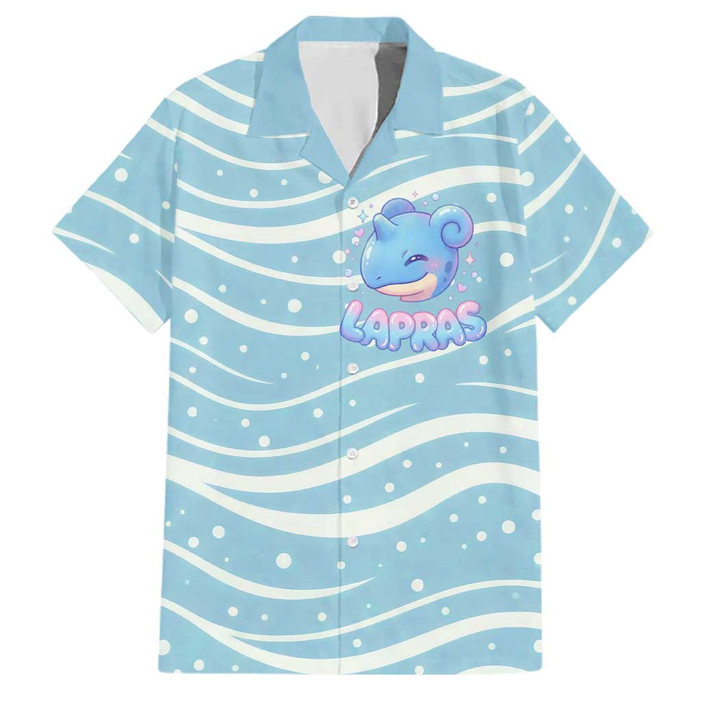Lapras Family Matching Off The Shoulder Long Sleeve Dress and Hawaiian Shirt Pastel Ocean Waves Kawaii Art